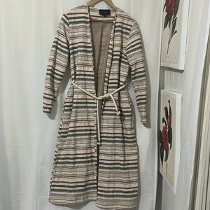 Luna Allegra 93% Cotton Maxi Overcoat with Rope Belt